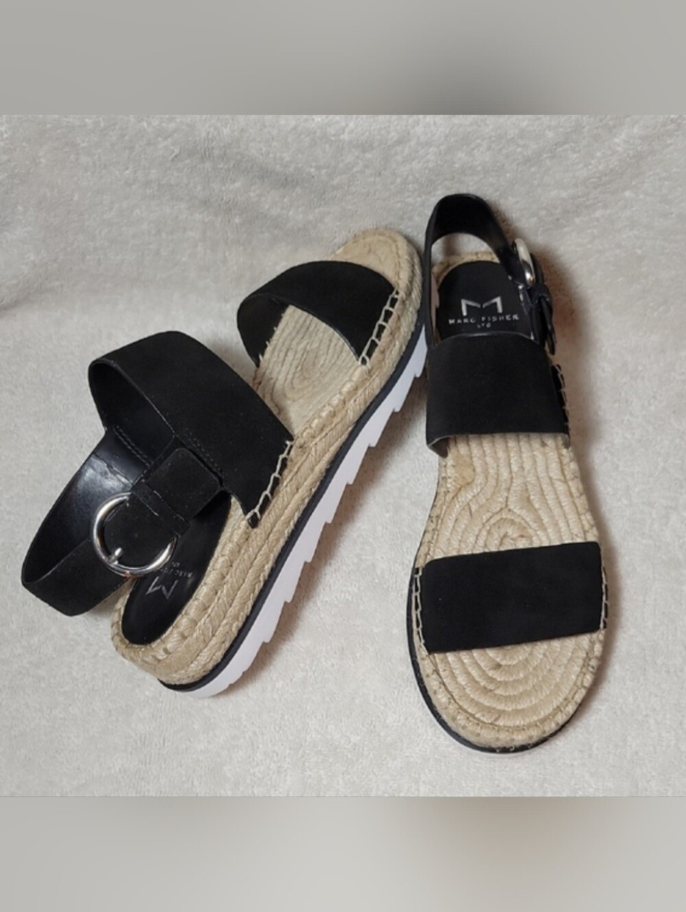 Marc Fisher LTD "Phebe 2" Black Suede Espadrille Sandals, NWOB